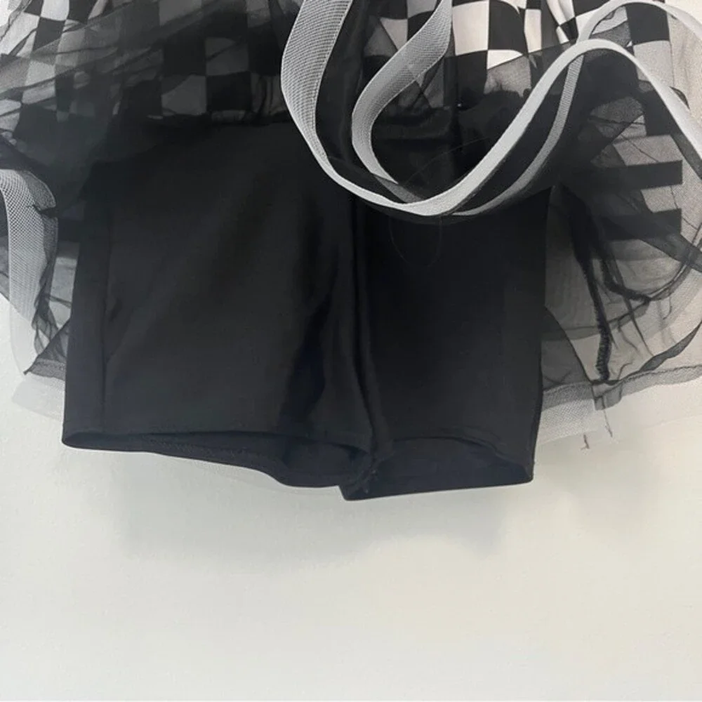 A Wish Come True Check Mate Black White Dance Costume size ISC